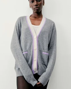 Clearance FROM FUTURE Pull Cardigan Gris Chine Fonce