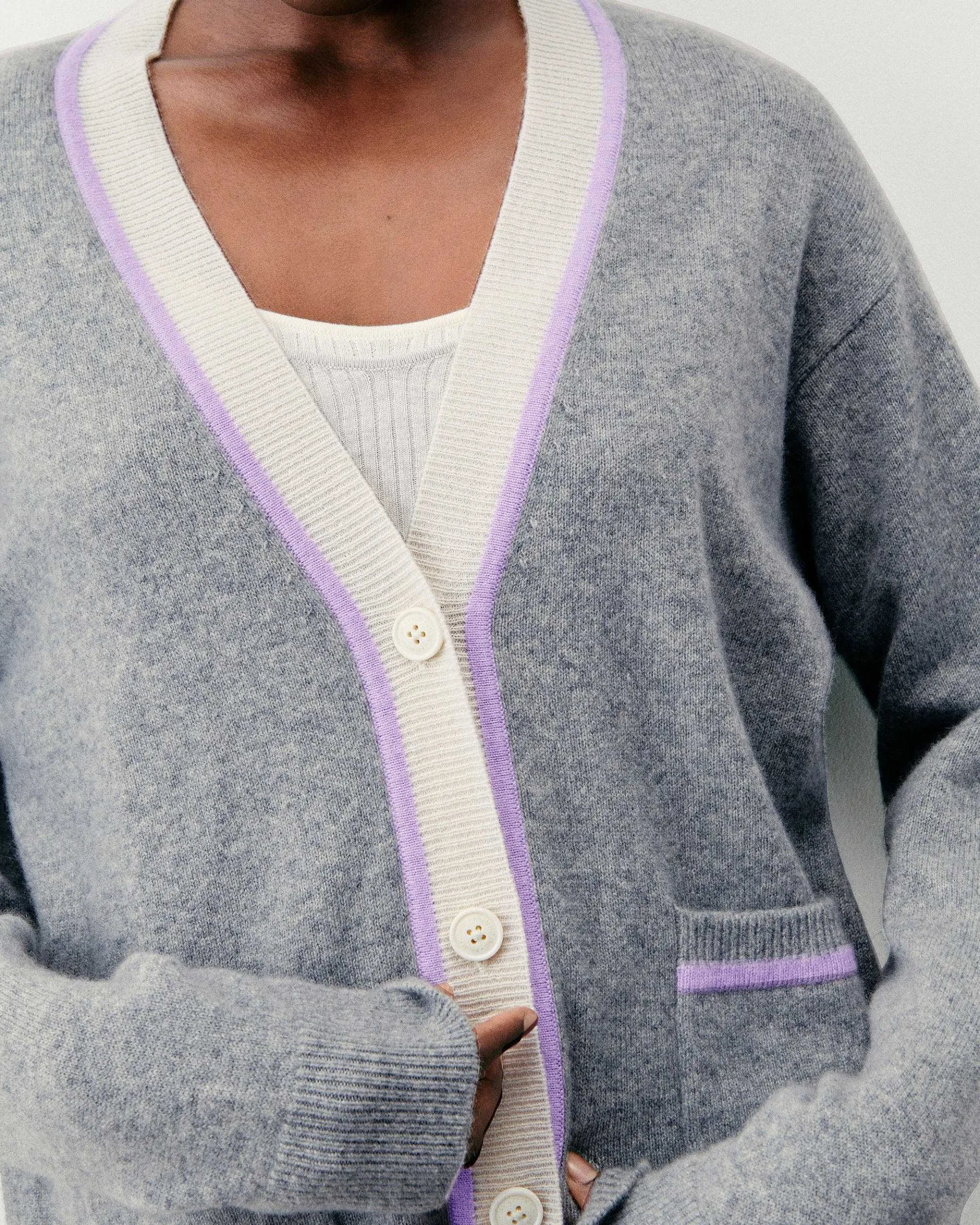 Clearance FROM FUTURE Pull Cardigan Gris Chine Fonce