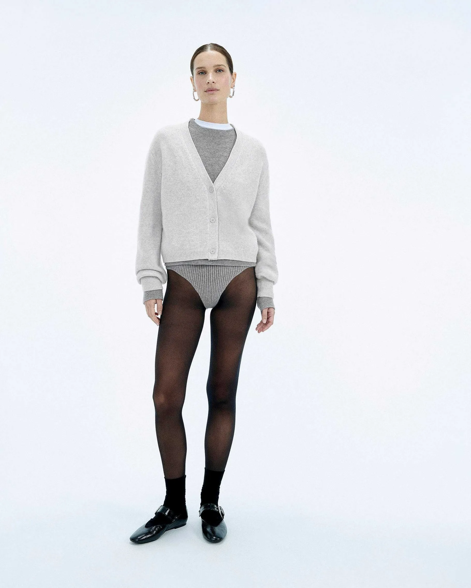 Online FROM FUTURE Pull Cardigan Gris Chine Clair