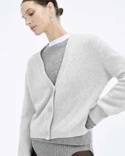 Online FROM FUTURE Pull Cardigan Gris Chine Clair