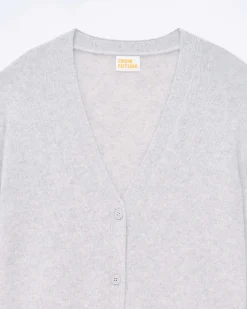 Online FROM FUTURE Pull Cardigan Gris Chine Clair