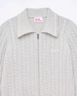Hot FROM FUTURE Pull Cardigan Gris Chine Clair