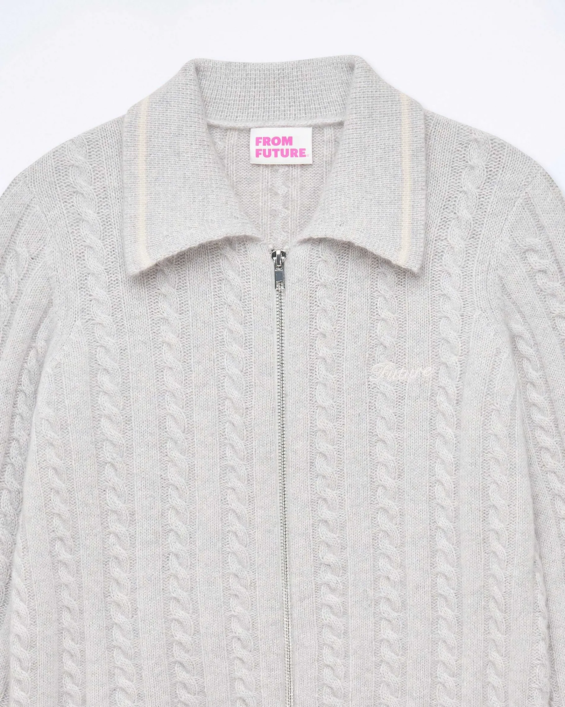 Hot FROM FUTURE Pull Cardigan Gris Chine Clair