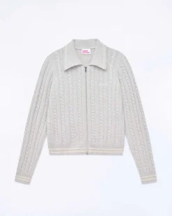 Hot FROM FUTURE Pull Cardigan Gris Chine Clair