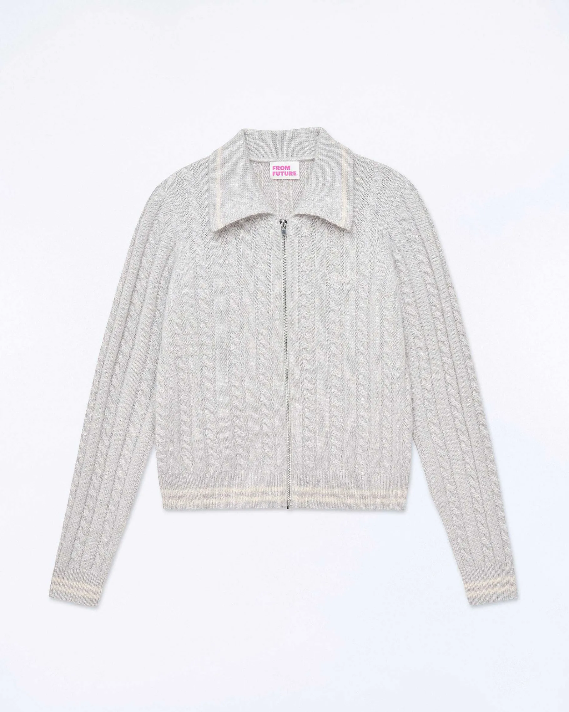 Hot FROM FUTURE Pull Cardigan Gris Chine Clair
