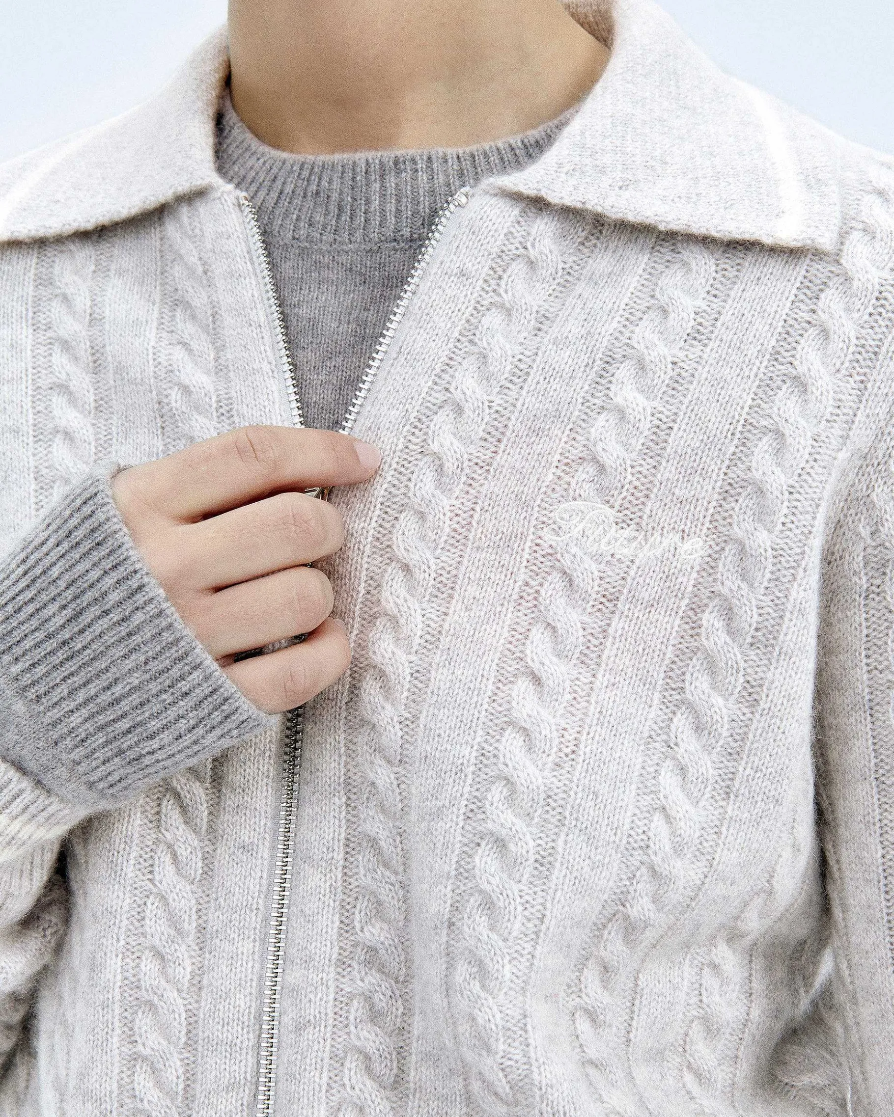 Hot FROM FUTURE Pull Cardigan Gris Chine Clair