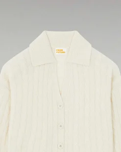 Hot FROM FUTURE Pull Cardigan A Cotes Ecru