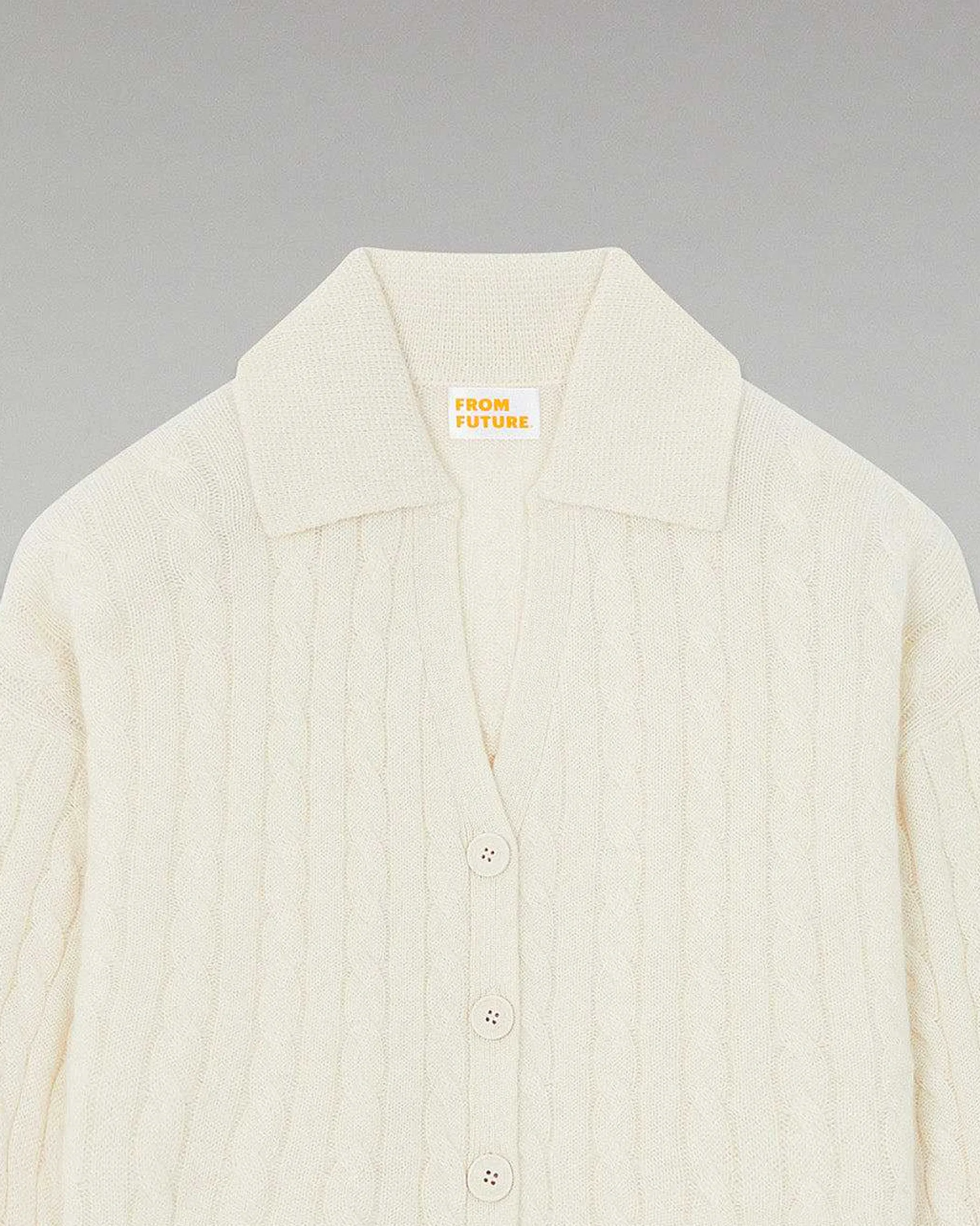 Hot FROM FUTURE Pull Cardigan A Cotes Ecru