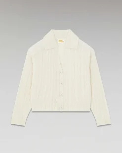 Hot FROM FUTURE Pull Cardigan A Cotes Ecru