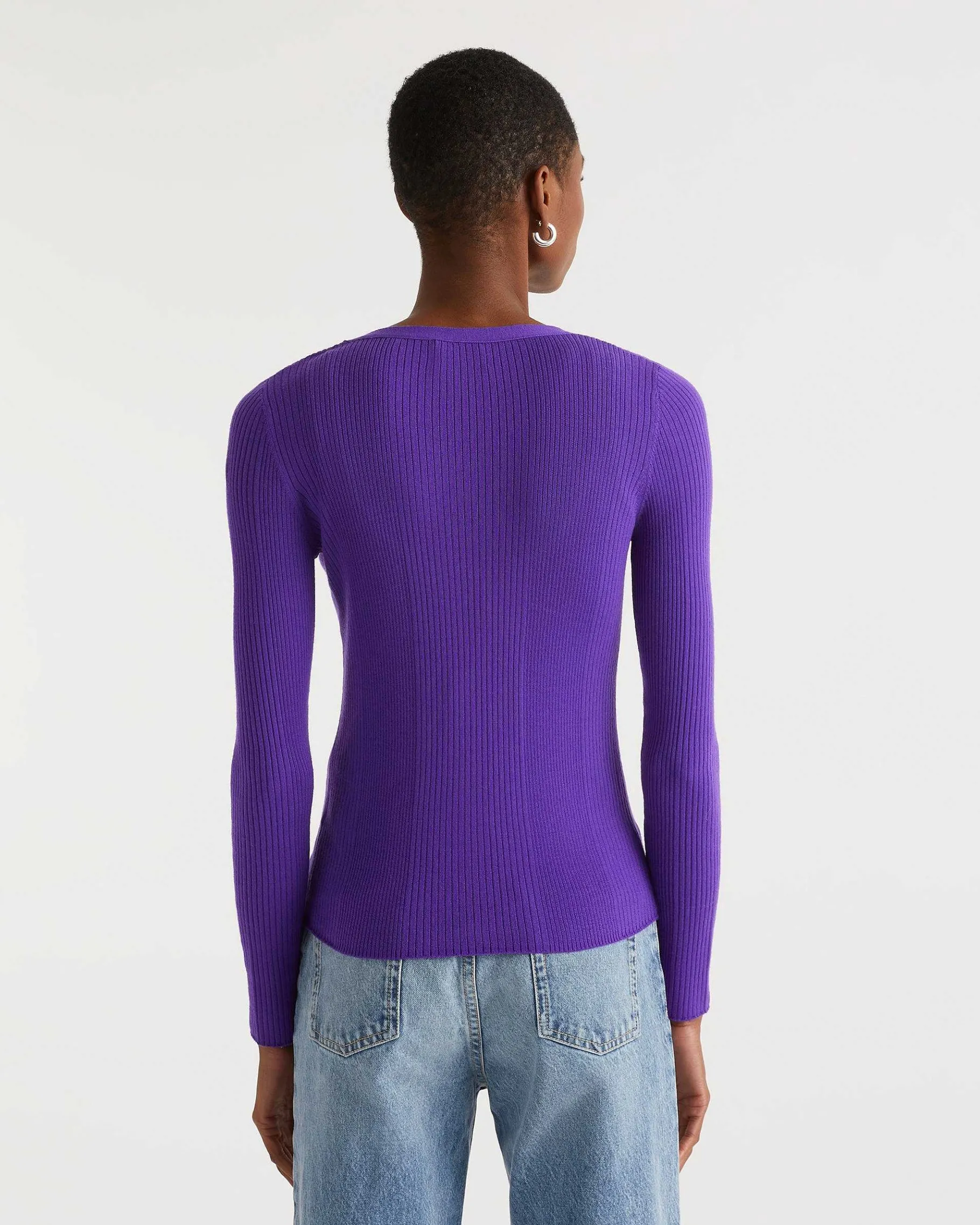 FROM FUTURE Pull Cardigan A Cotes Violet Fluo