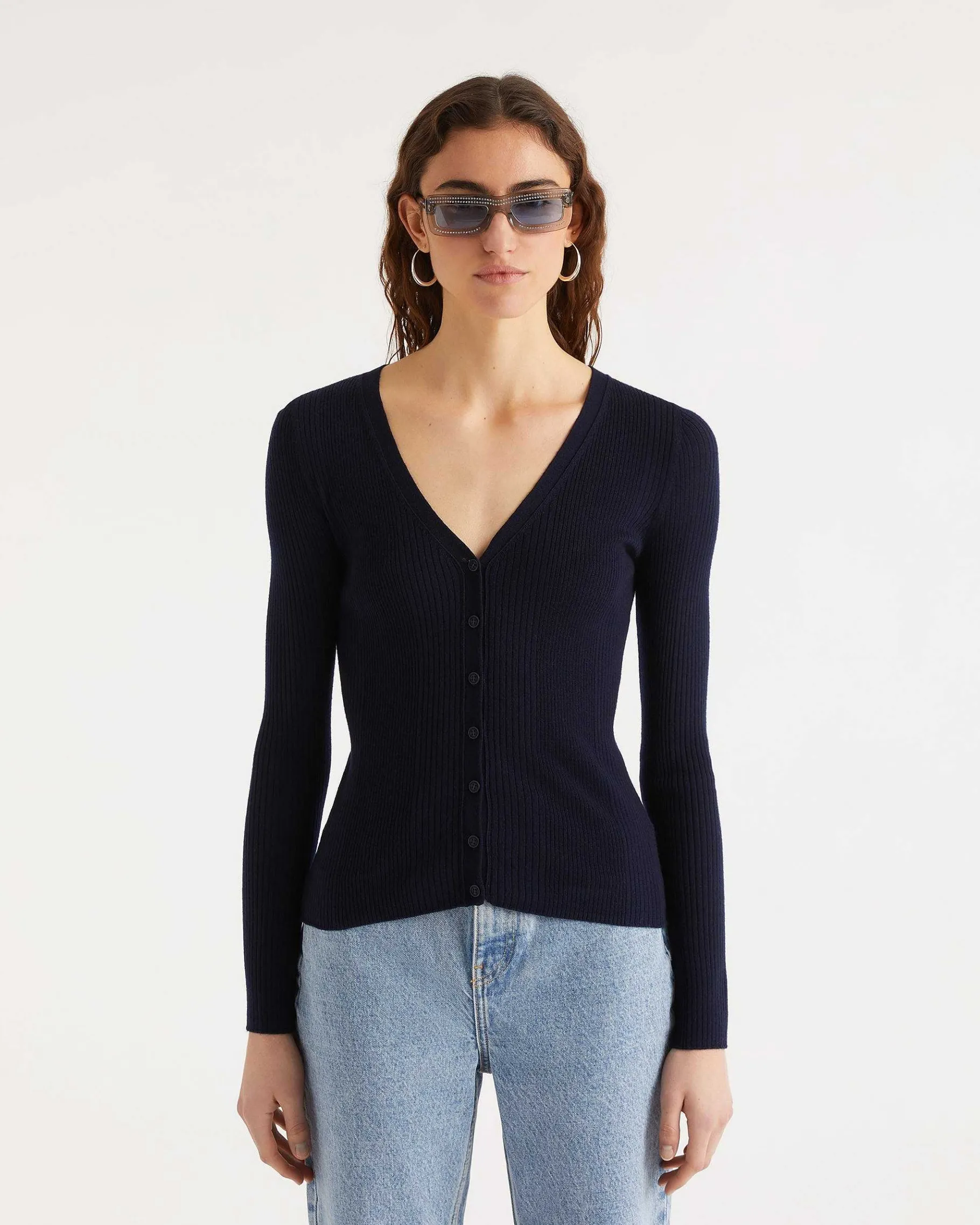 Clearance FROM FUTURE Pull Cardigan A Cotes Navy