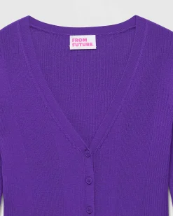 Online FROM FUTURE Pull Cardigan A Cotes Violet Fluo