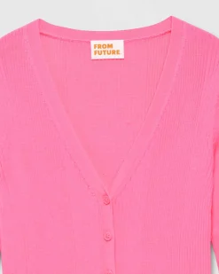 FROM FUTURE Pull Cardigan A Cotes Holiday Pink