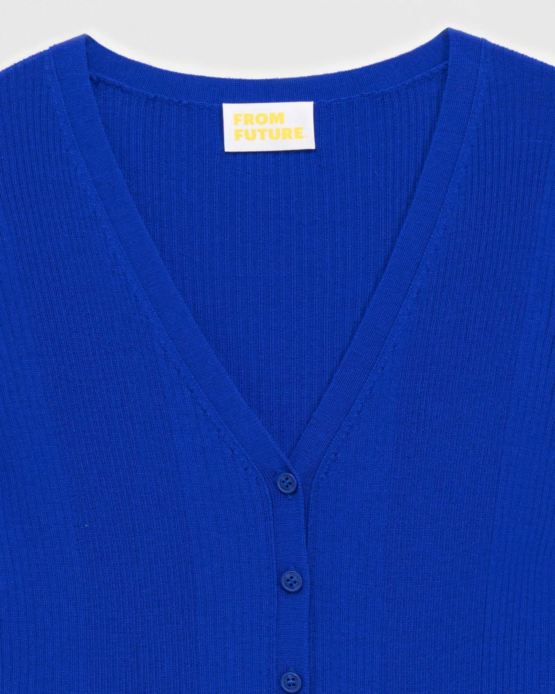 Sale FROM FUTURE Pull Cardigan A Cotes Pop Blue
