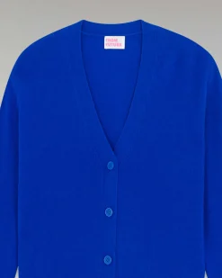 New FROM FUTURE Pull Cardigan Basique Leger Pop Blue