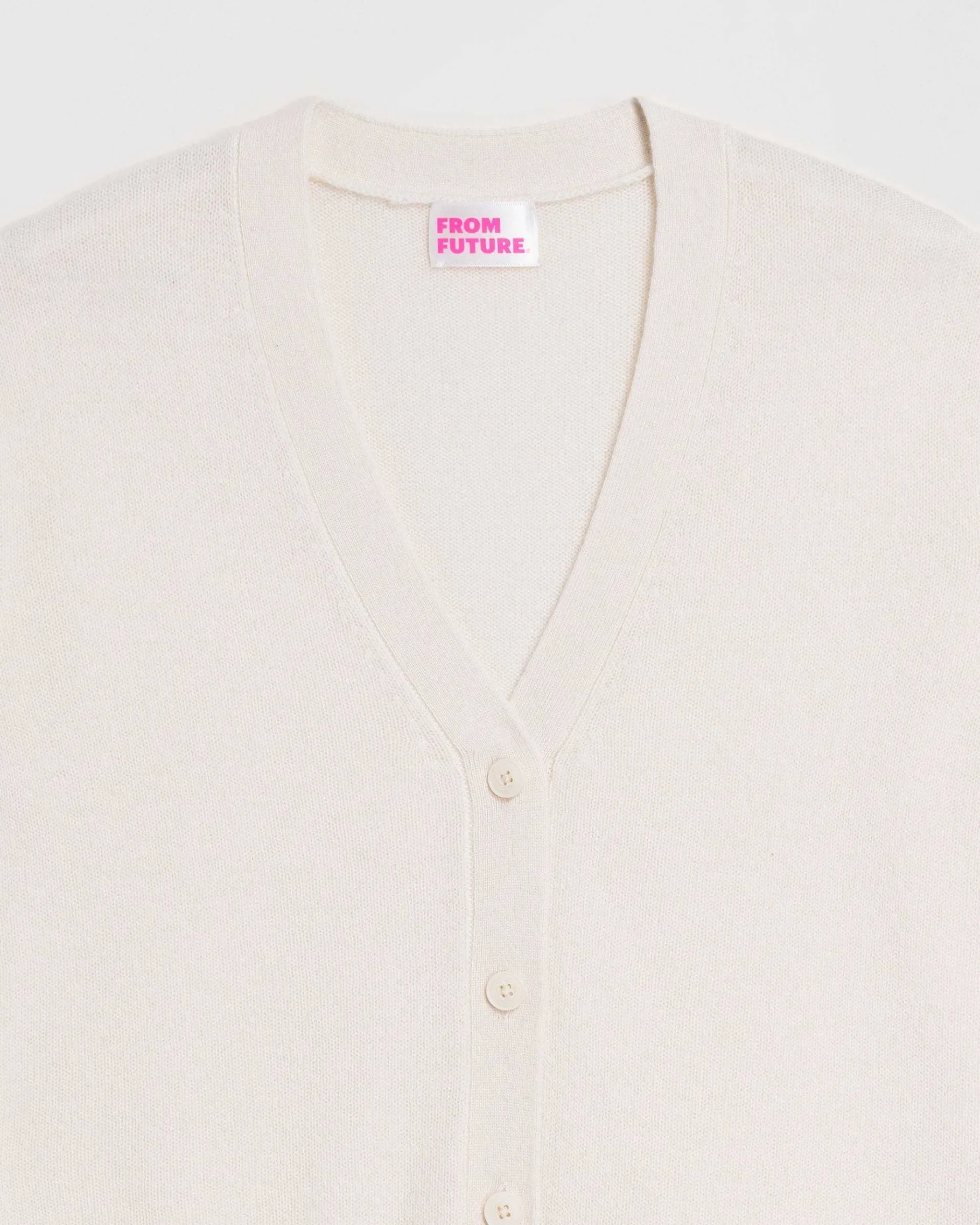 Online FROM FUTURE Pull Cardigan Basique Leger Ecru