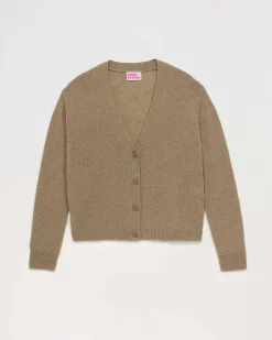 Best FROM FUTURE Pull Cardigan Basique Leger Taupe
