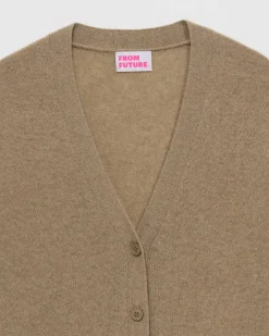 Best FROM FUTURE Pull Cardigan Basique Leger Taupe
