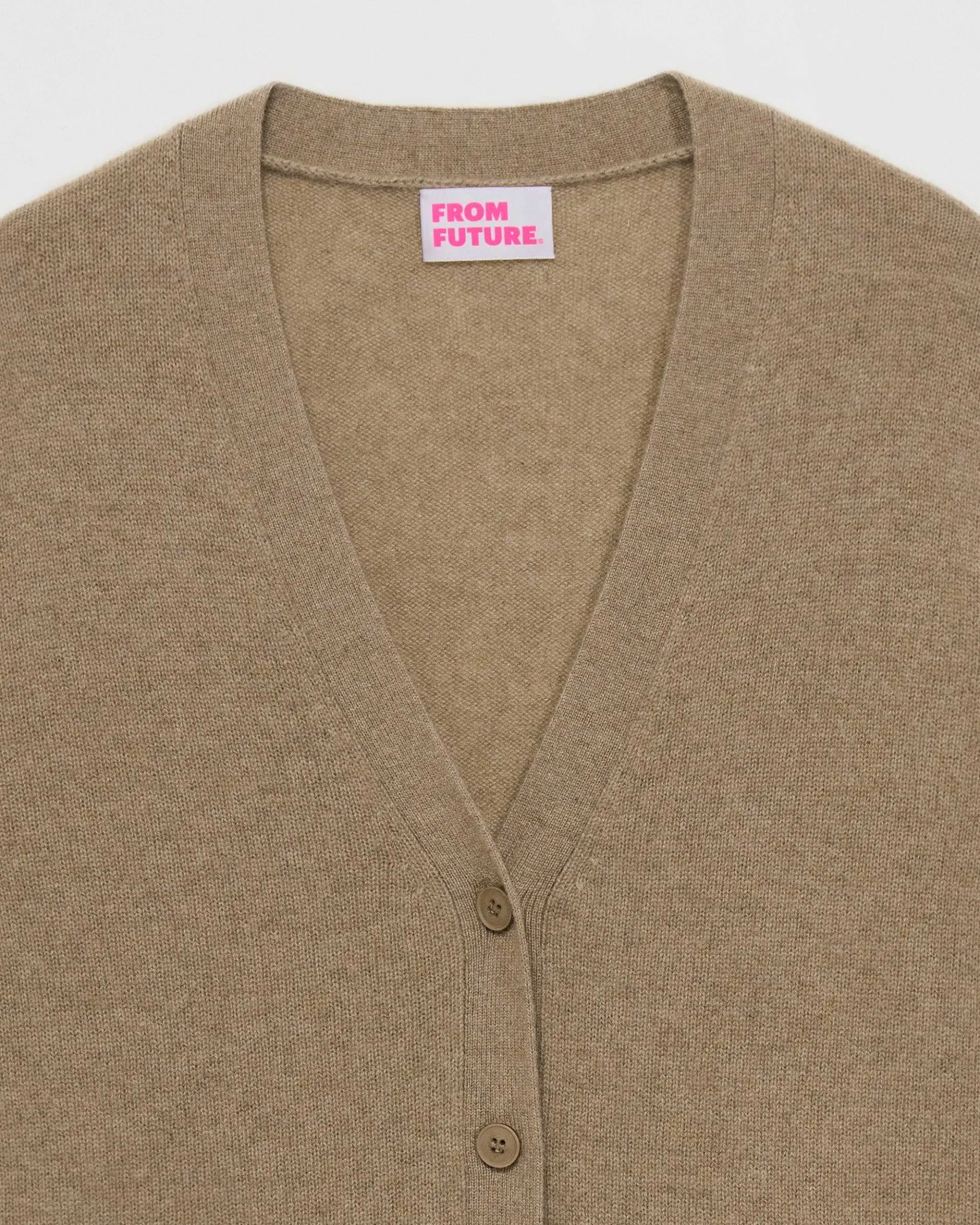 Best FROM FUTURE Pull Cardigan Basique Leger Taupe