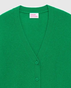 New FROM FUTURE Pull Cardigan Basique Leger Winter Green