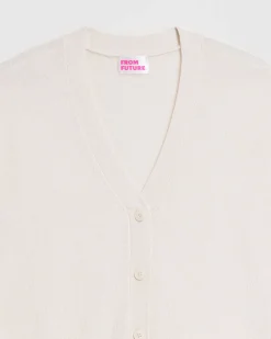 Discount FROM FUTURE Pull Cardigan Basique Leger Ecru