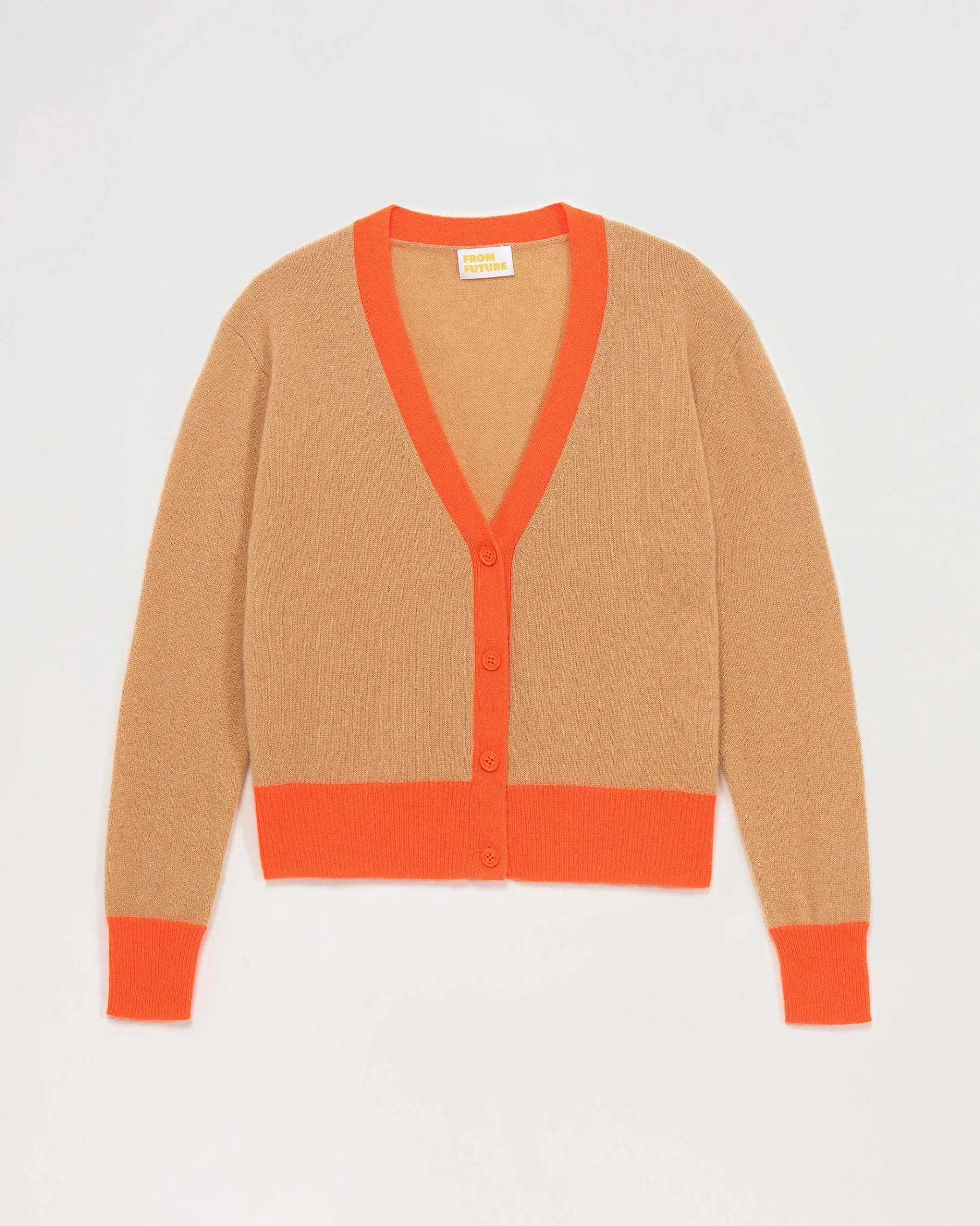 Hot FROM FUTURE Pull Cardigan Bicolore Leger Camel