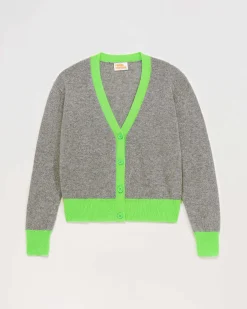 Discount FROM FUTURE Pull Cardigan Bicolore Leger Gris Chine Fonce