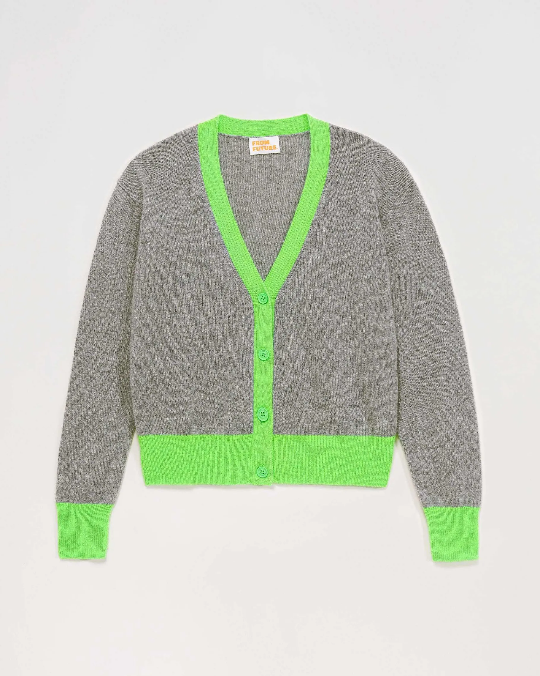 Discount FROM FUTURE Pull Cardigan Bicolore Leger Gris Chine Fonce