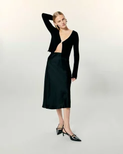 Outlet FROM FUTURE Pull Cardigan Bijou Point Bourdon Noir
