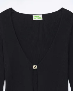 Clearance FROM FUTURE Pull Cardigan Bijou Point Bourdon Noir