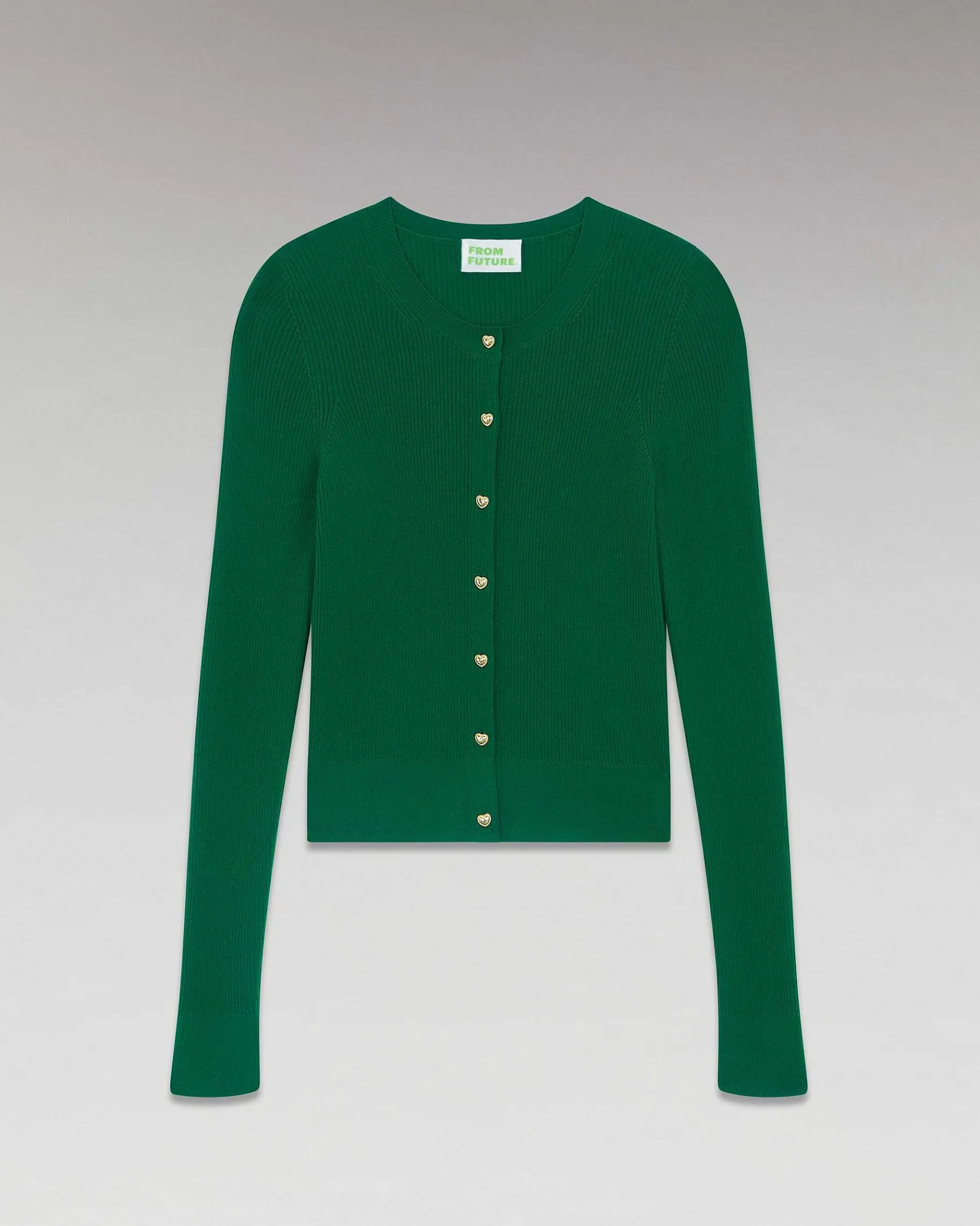Hot FROM FUTURE Pull Cardigan Boutons Bijoux Forest Green
