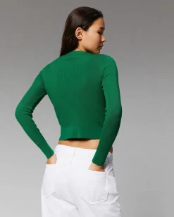 Hot FROM FUTURE Pull Cardigan Boutons Bijoux Forest Green