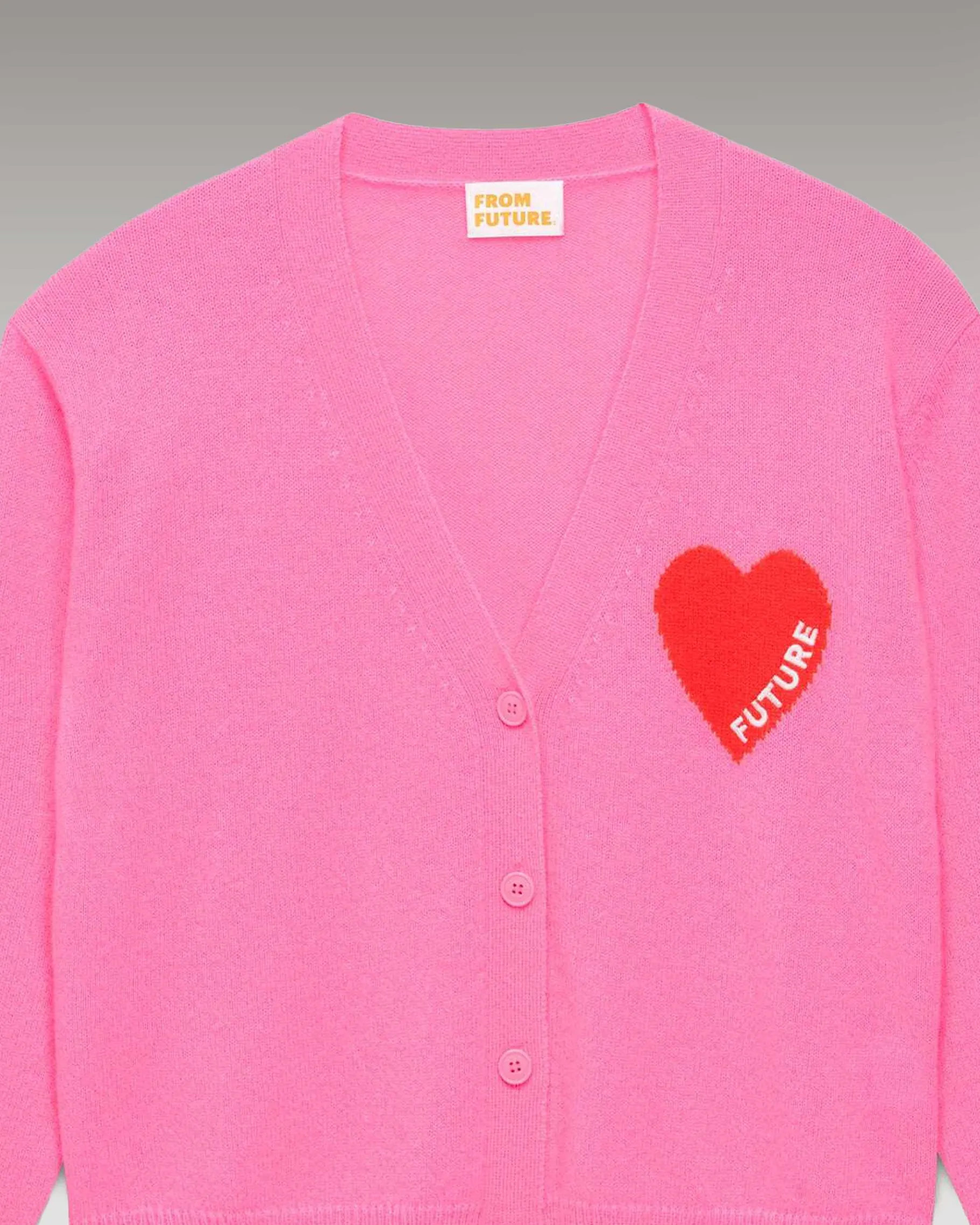 New FROM FUTURE Pull Cardigan Coeur Leger Party Pink