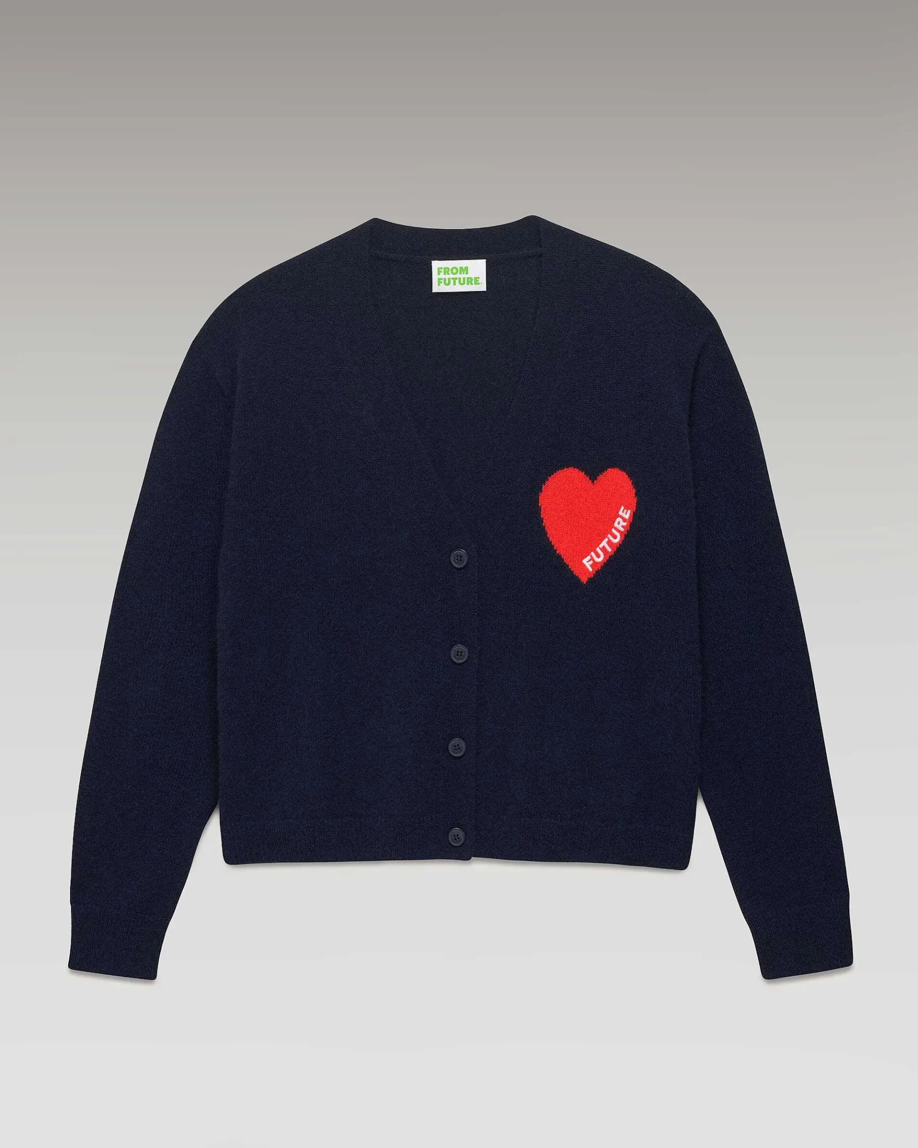 Best FROM FUTURE Pull Cardigan Coeur Leger Navy