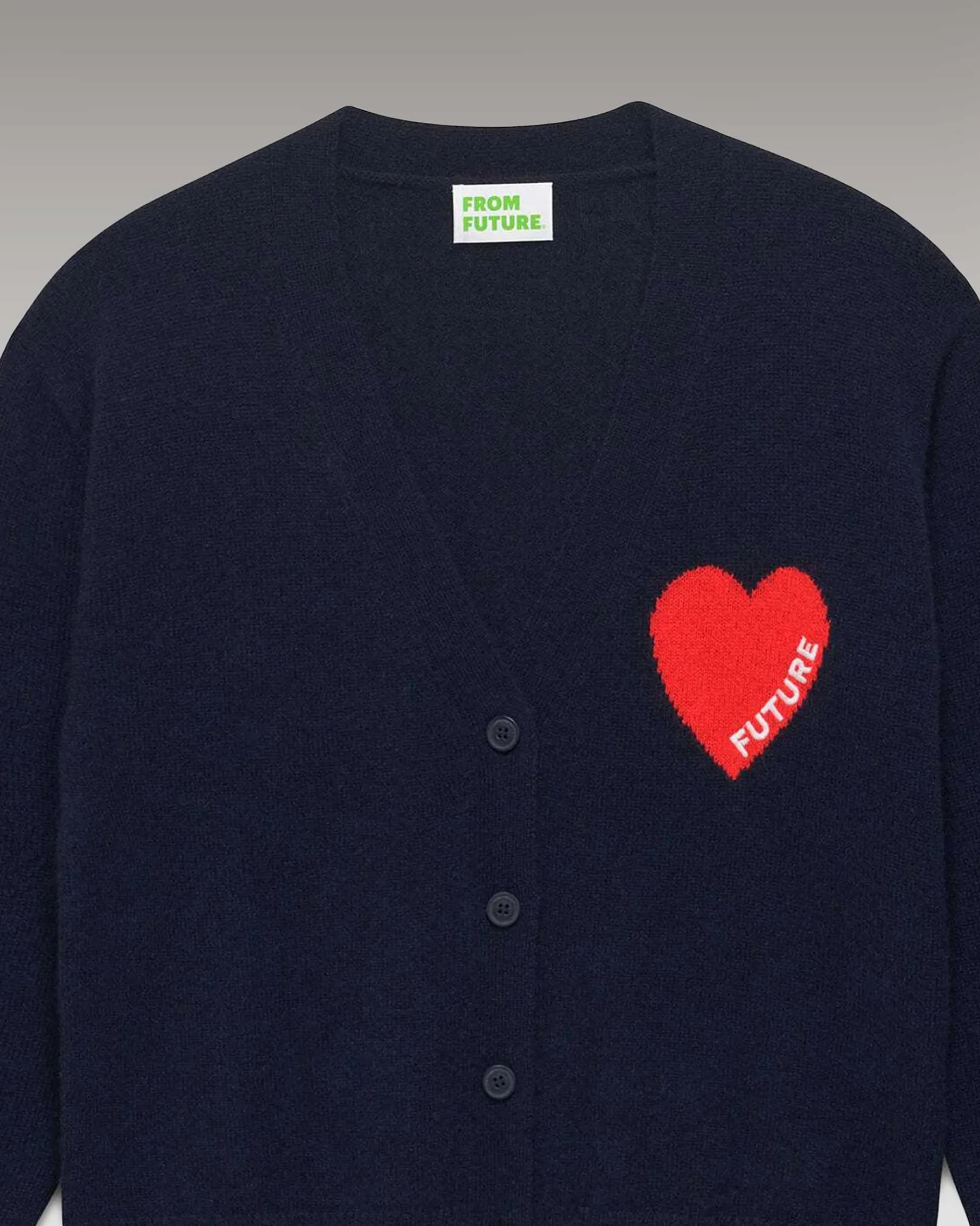 Best FROM FUTURE Pull Cardigan Coeur Leger Navy