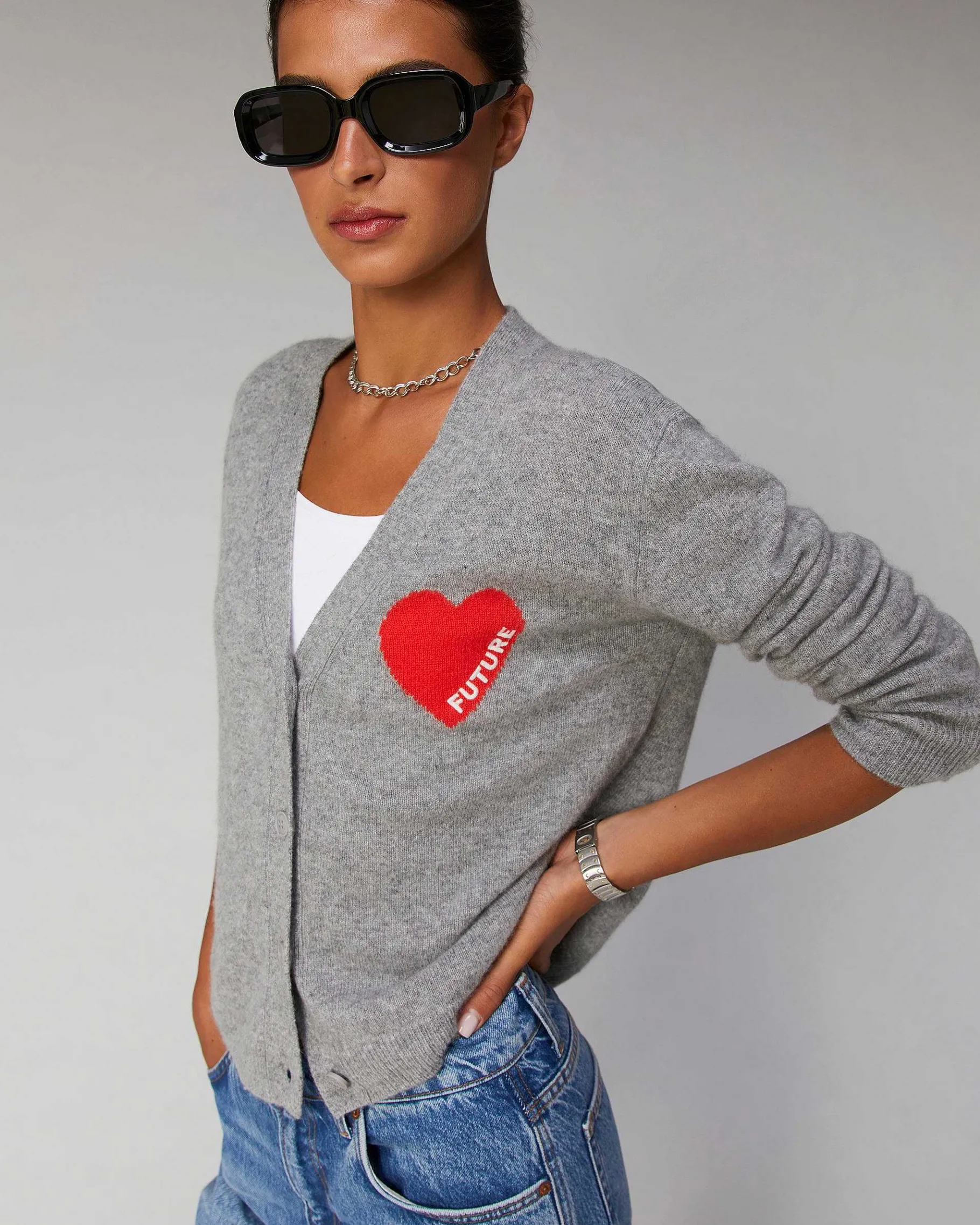 Clearance FROM FUTURE Pull Cardigan Coeur Leger Winter Fuschia