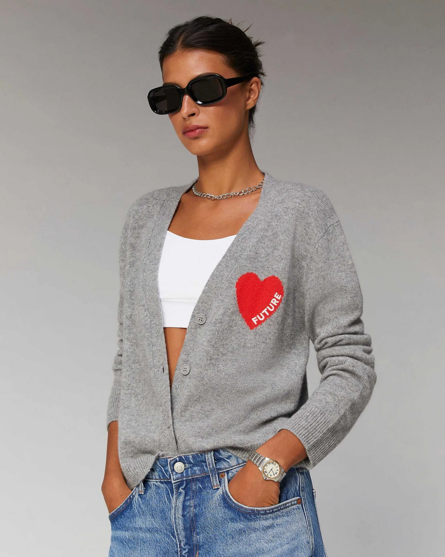 Clearance FROM FUTURE Pull Cardigan Coeur Leger Winter Fuschia