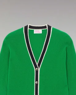 Sale FROM FUTURE Pull Cardigan Leger Vert Gazon