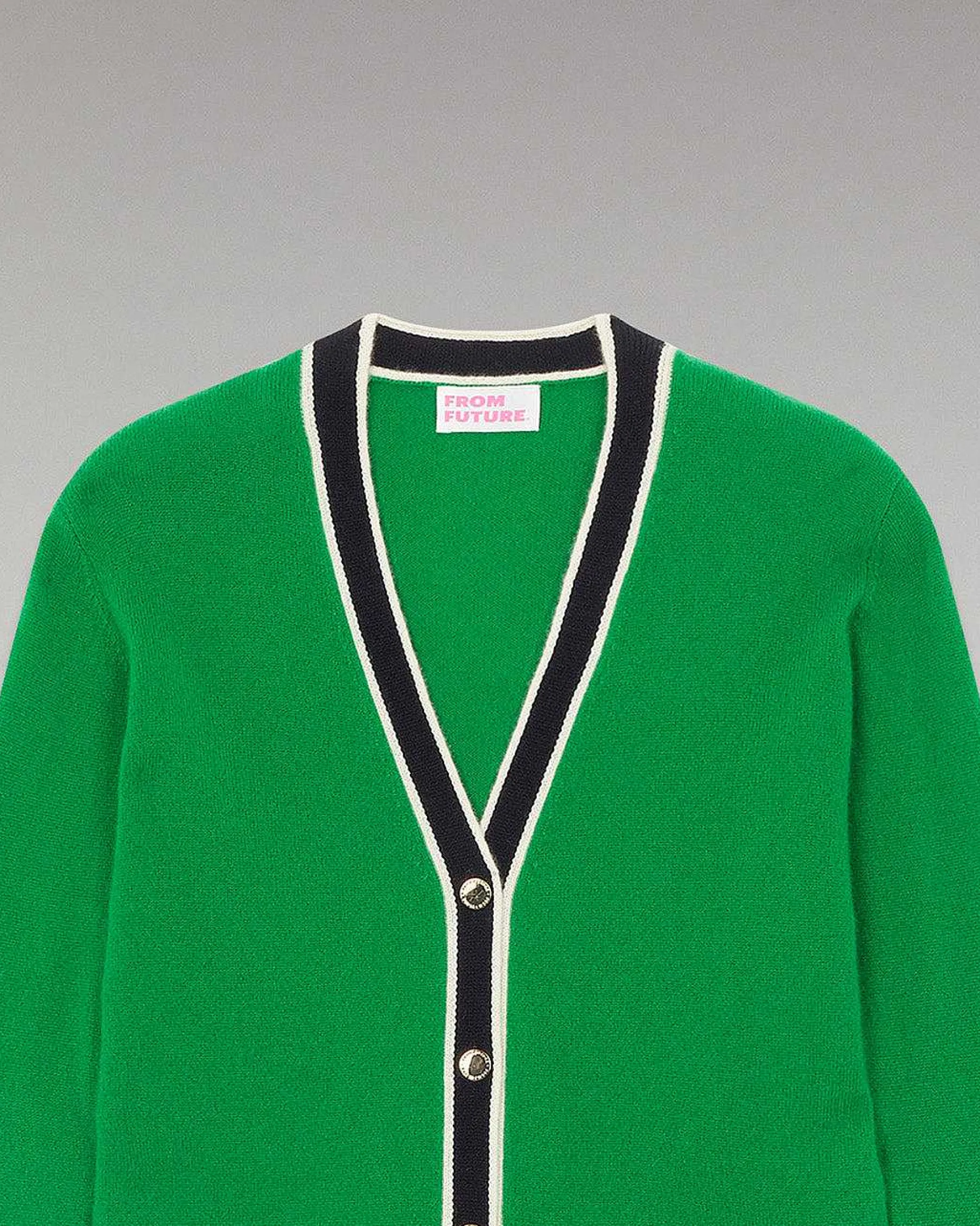 New FROM FUTURE Pull Cardigan Leger Vert Gazon