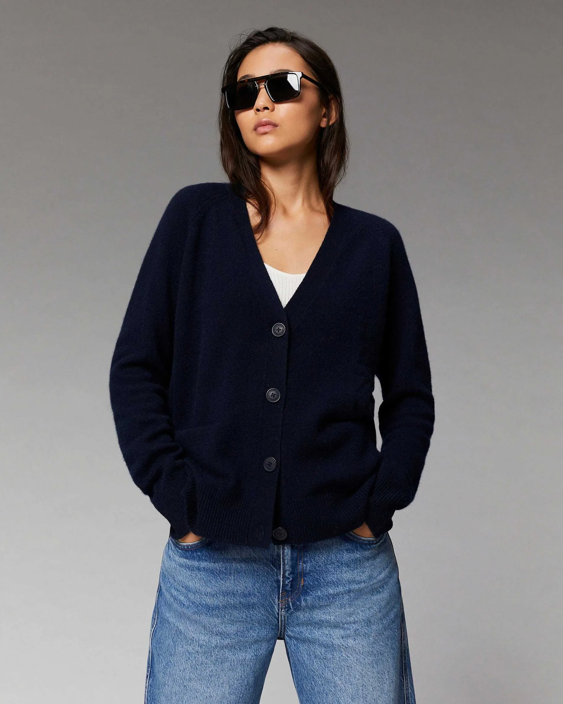 Clearance FROM FUTURE Pull Cardigan Manches Raglan Navy