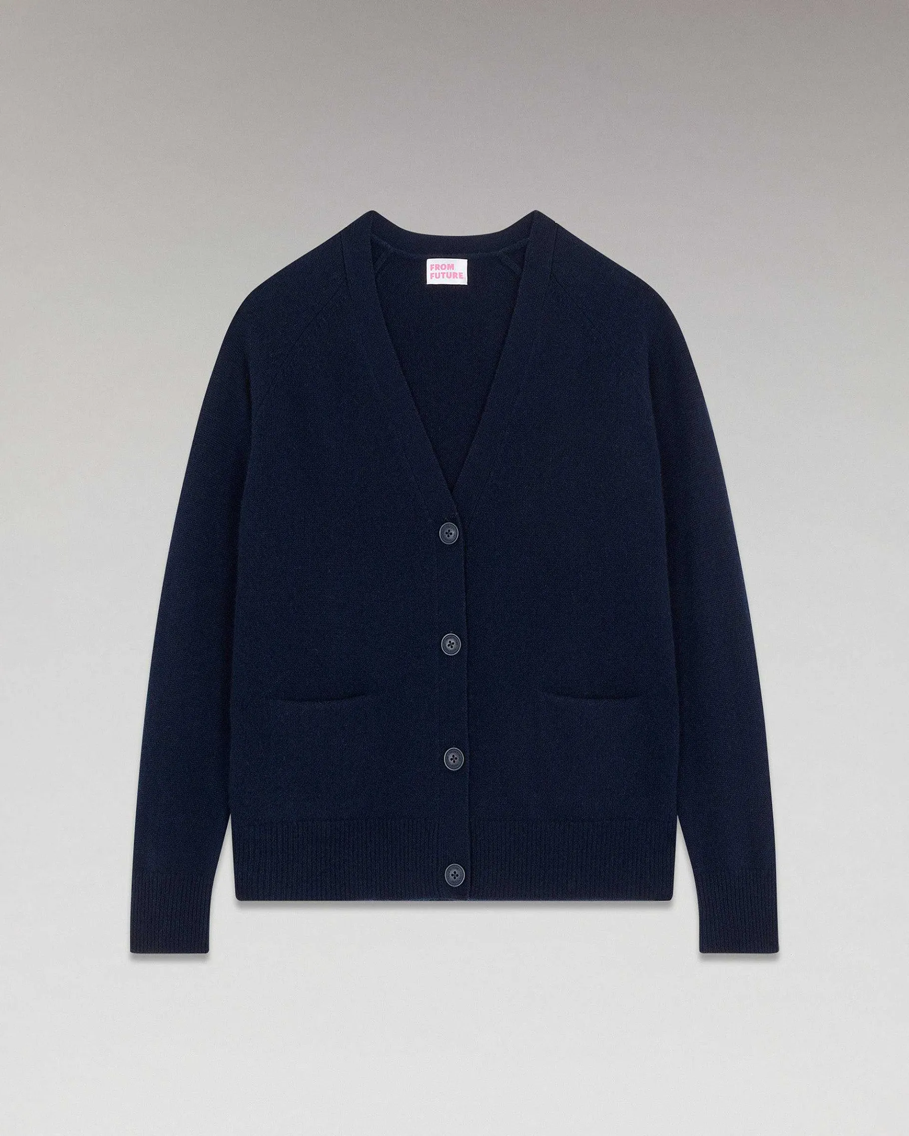 FROM FUTURE Pull Cardigan Manches Raglan Navy