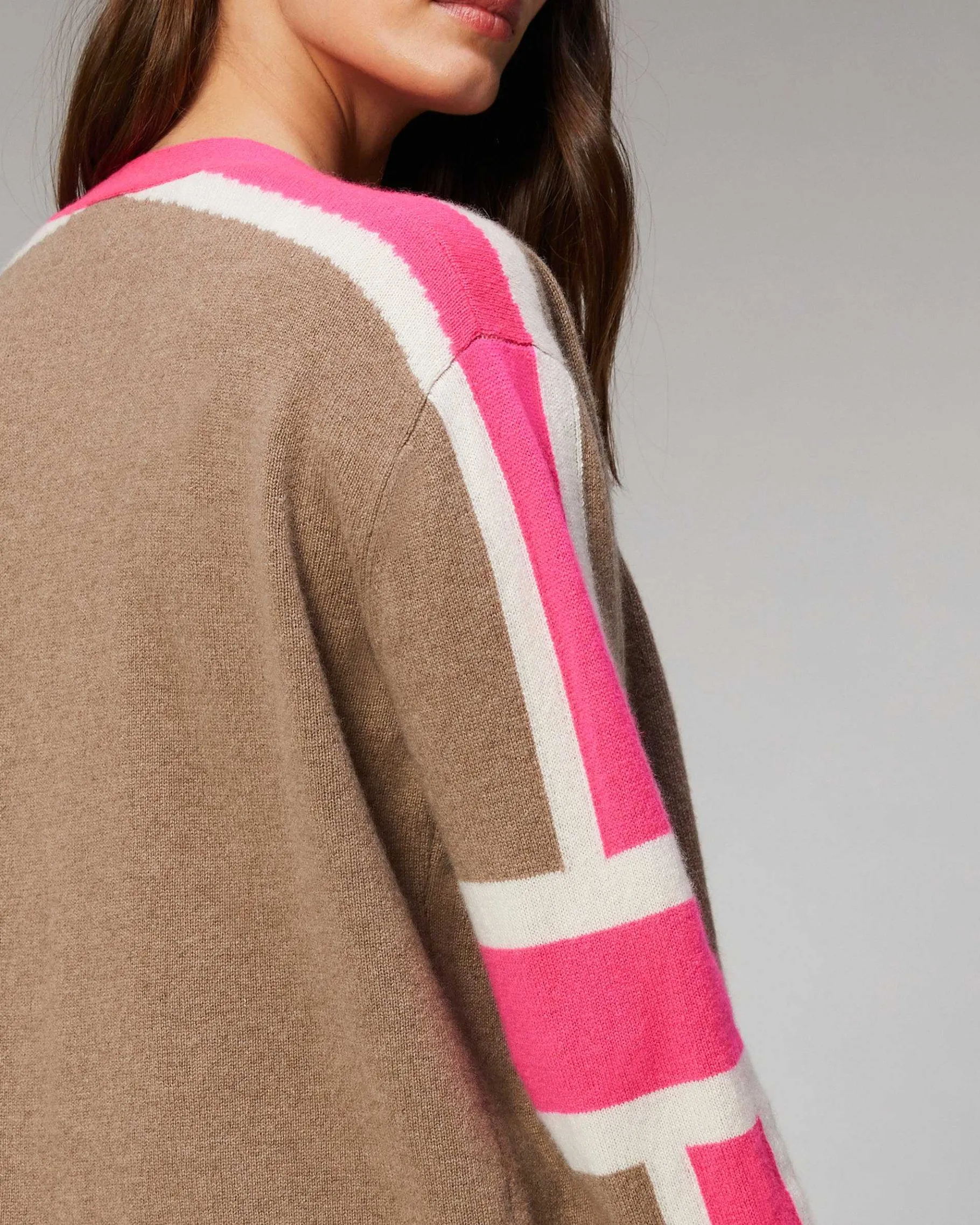 Best FROM FUTURE Pull Cardigan Manches Tricolore Leger Winter Green