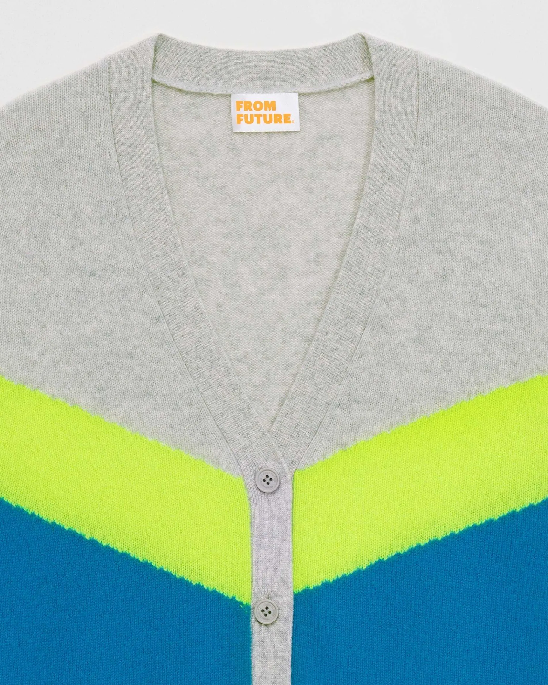 Hot FROM FUTURE Pull Cardigan Tricolore Leger Power Blue