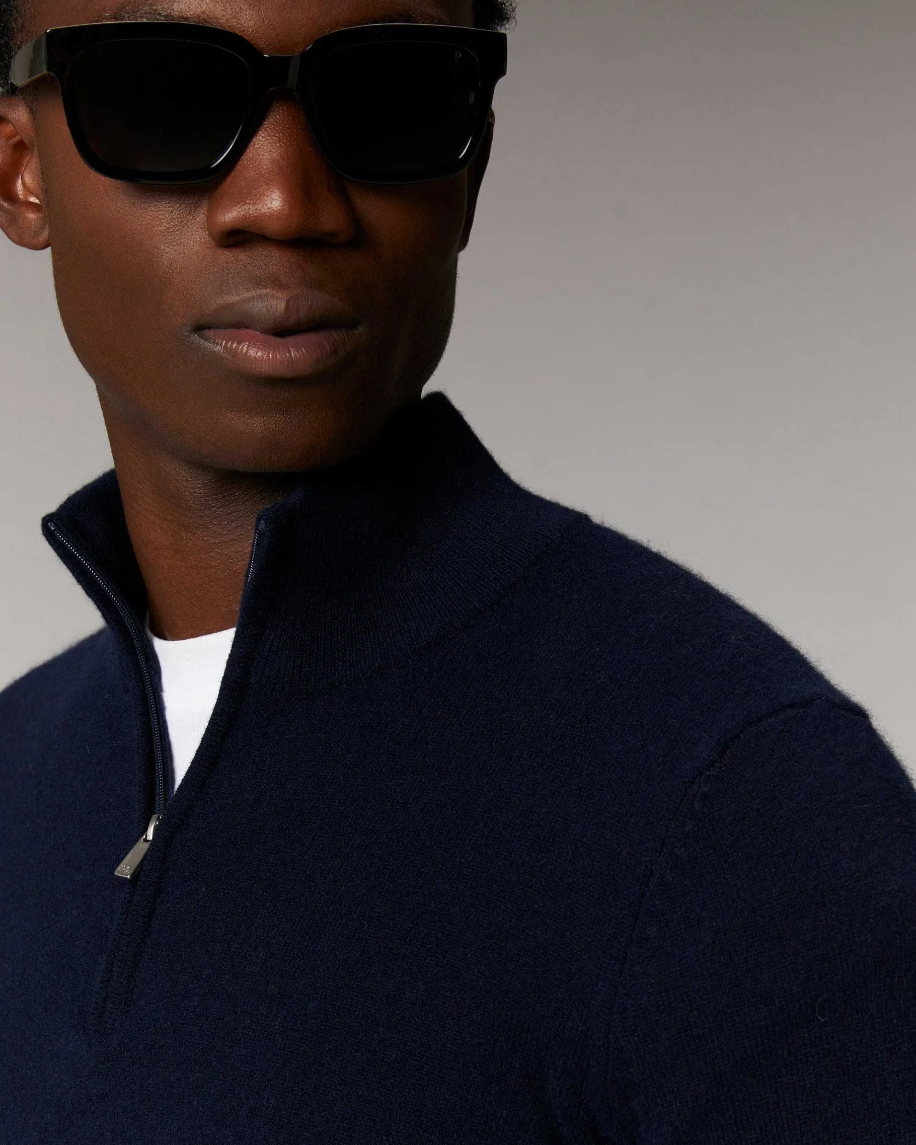 Online FROM FUTURE Pull Col Camionneur Basique Navy