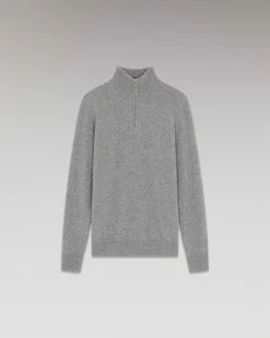 FROM FUTURE Pull Col Camionneur Basique Gris Chine Fonce
