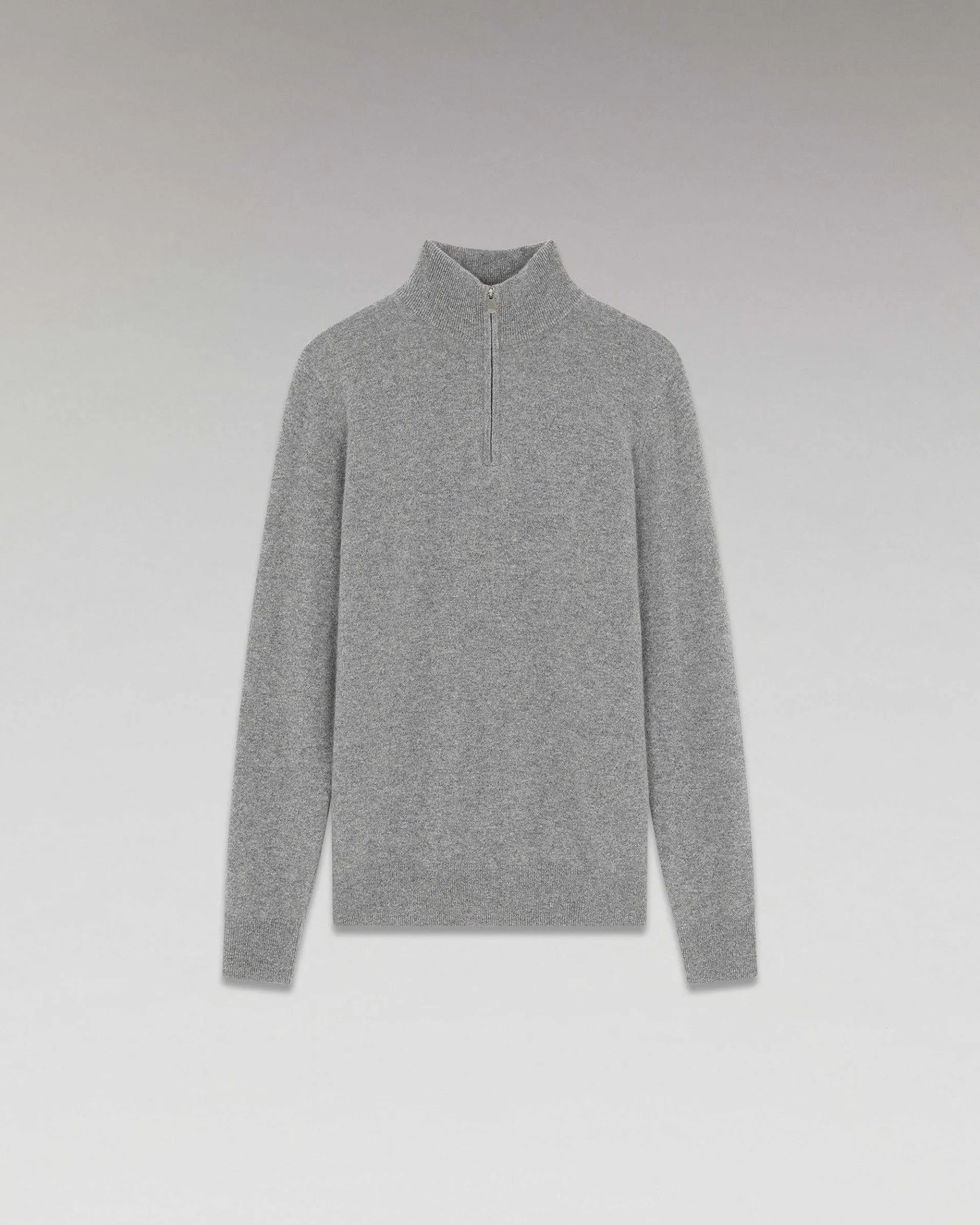 FROM FUTURE Pull Col Camionneur Basique Gris Chine Fonce