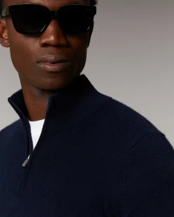 New FROM FUTURE Pull Col Camionneur Basique Navy