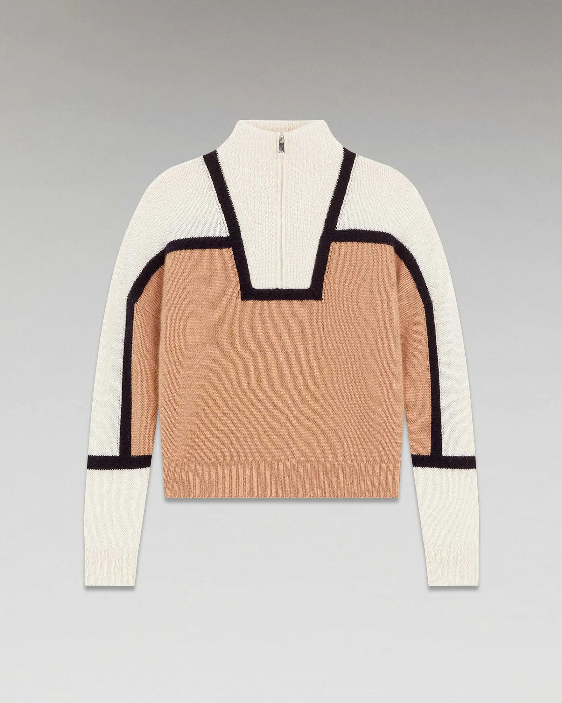 Hot FROM FUTURE Pull Col Camionneur Bicolore Camel