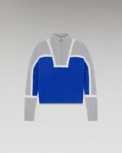 Discount FROM FUTURE Pull Col Camionneur Bicolore Pop Blue