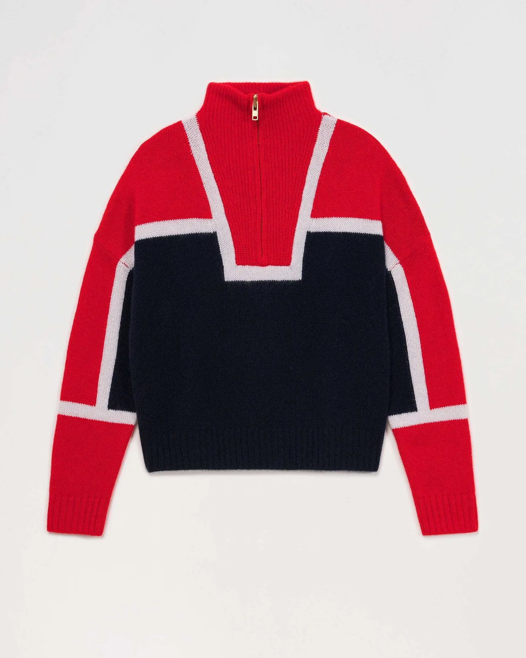 Hot FROM FUTURE Pull Col Camionneur Bicolore Navy
